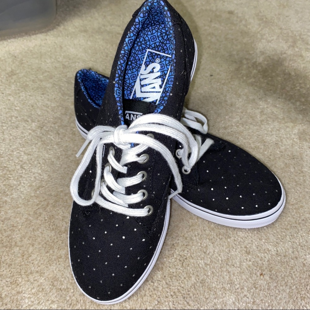 Vans - Black with silver polka dots Womens Size 6